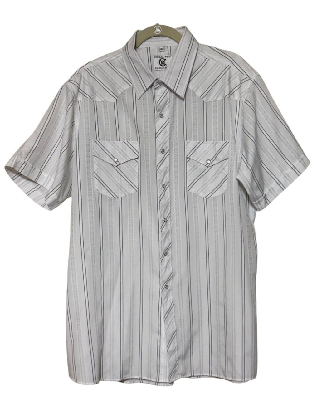 Men's Corral West Ranch Wear Short-Sleeve Western Shirt w/Snap Buttons Size XL